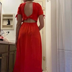 Express Vibrant Red Backless Dress